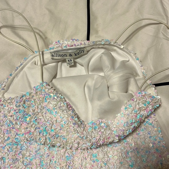 allison & kelly white sequin mini dress - Picture 2 of 3